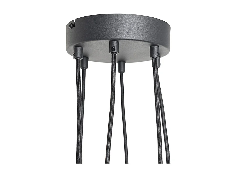 Suspension noire avec laiton et verre fumé 6 lumières - Vidro