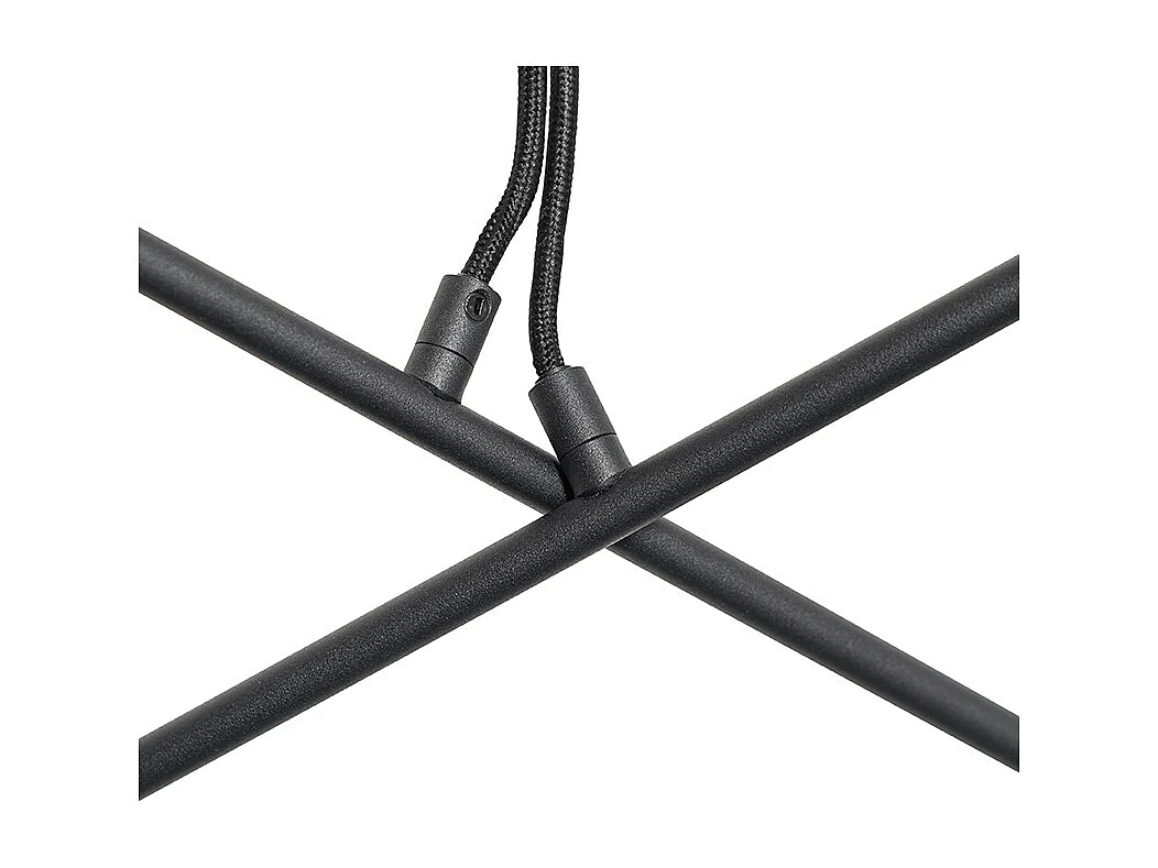 Suspension noire avec laiton et verre fumé 6 lumières - Vidro