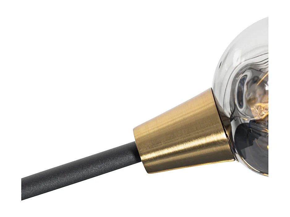 Suspension noire avec laiton et verre fumé 6 lumières - Vidro