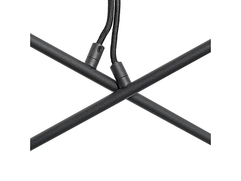 Suspension noire avec laiton et verre fumé 6 lumières - Vidro