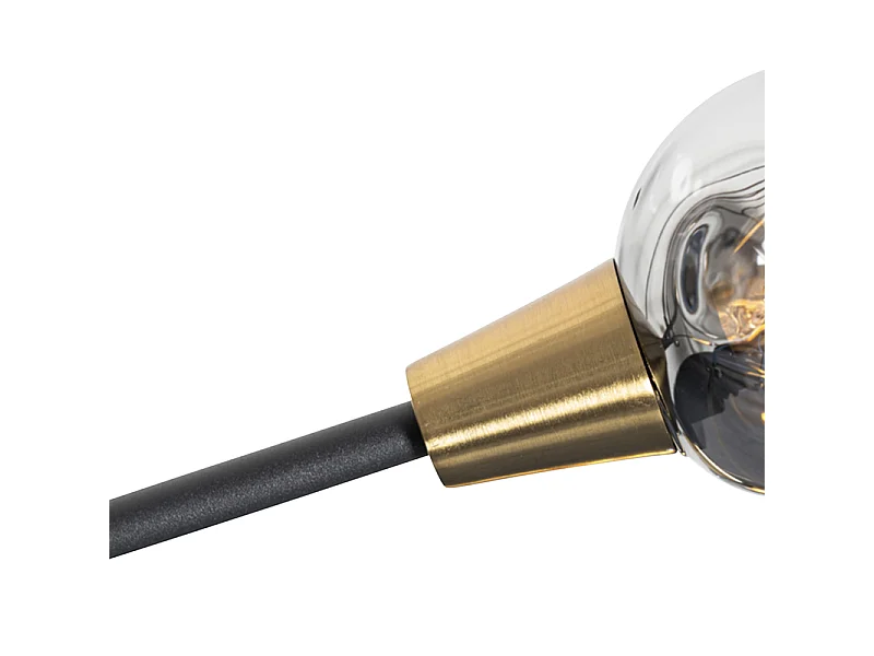 Suspension noire avec laiton et verre fumé 6 lumières - Vidro