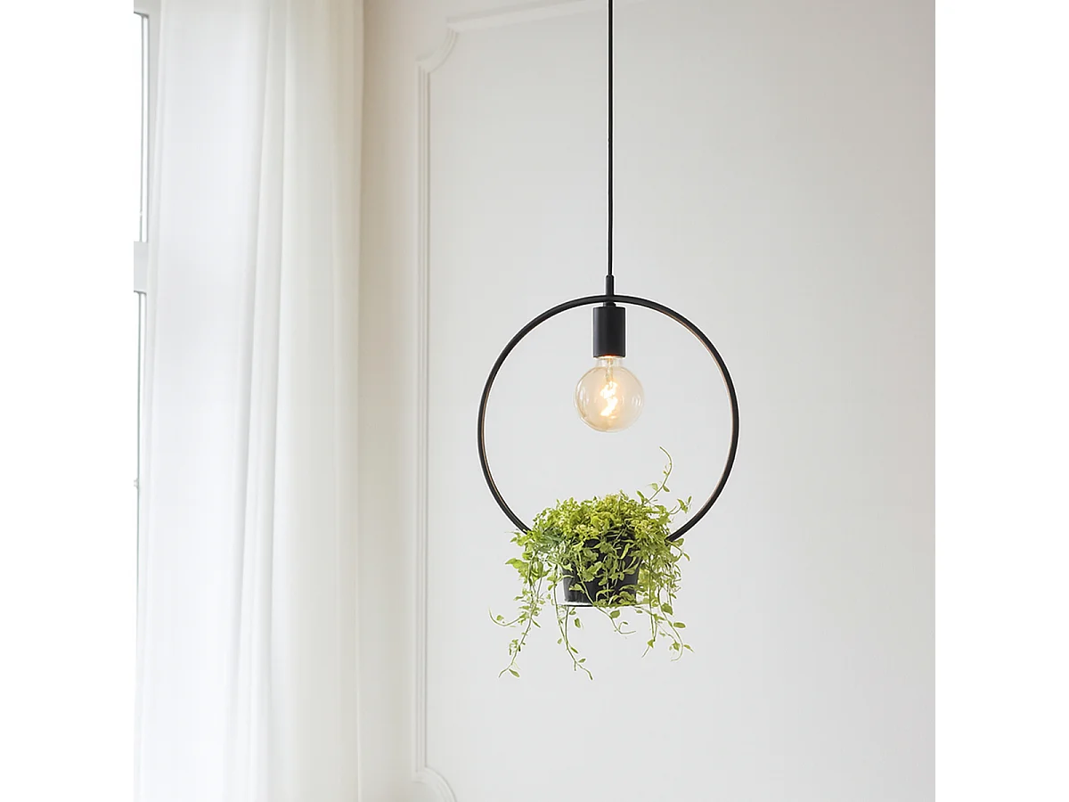 Suspension moderne noire avec verre rond - Roslini