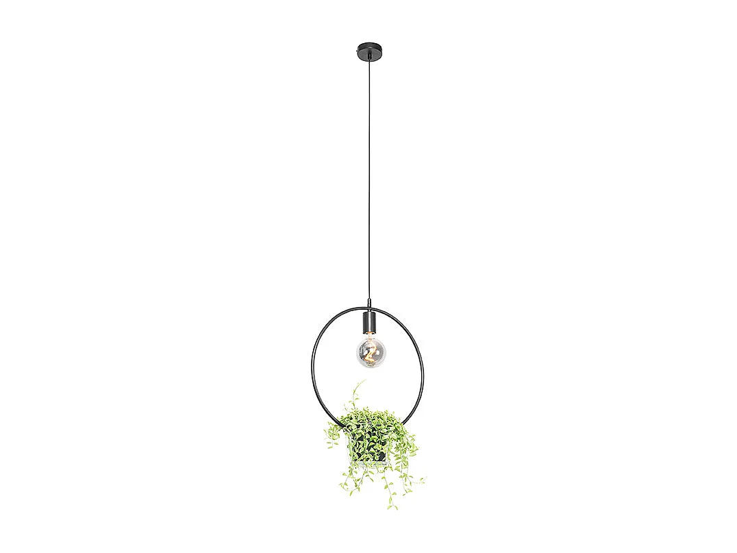 Suspension moderne noire avec verre rond - Roslini