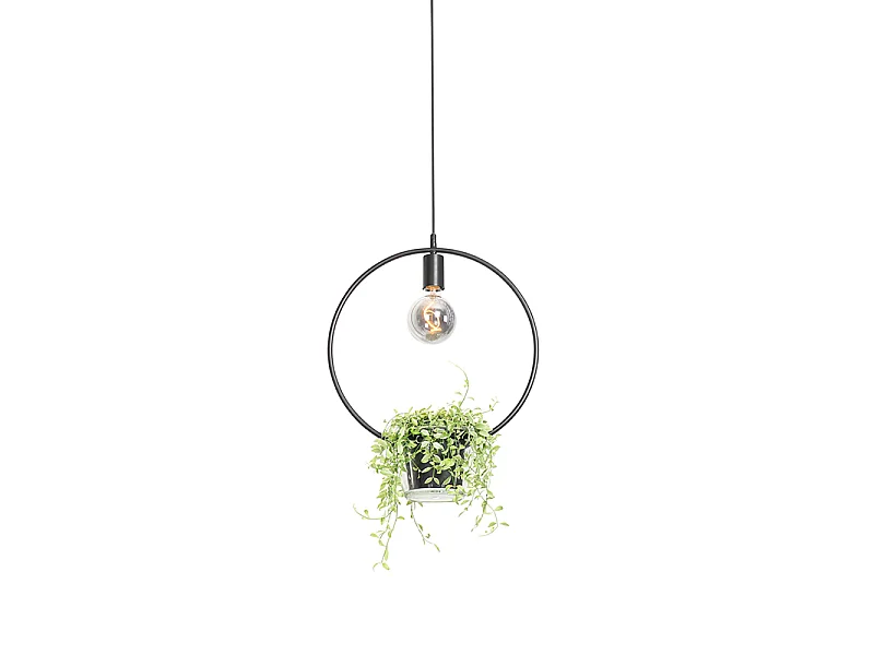 Suspension moderne noire avec verre rond - Roslini