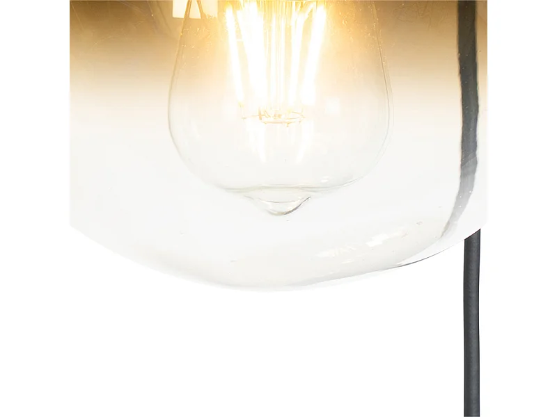 Suspension Art Déco noire avec verre doré ronde 3 lumières - Pallon