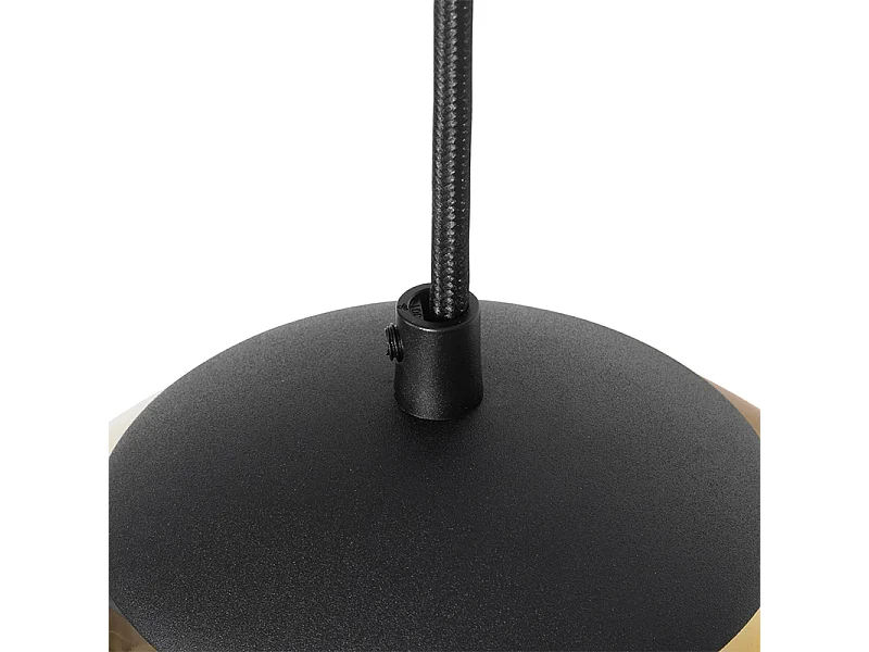 Suspension Art déco noire avec boules en verre dorées rondes 3 lumières - Pallon