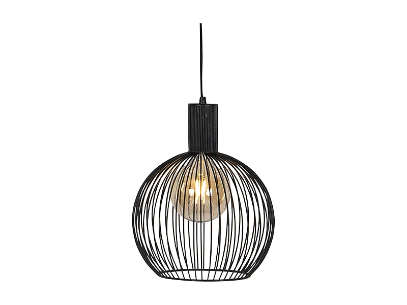 Lampe à suspension ronde design noir 30 cm - Wire Dos