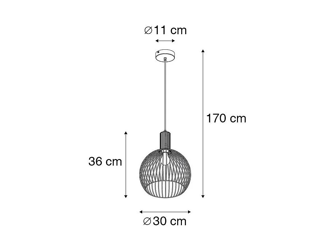 Lampe à suspension ronde design noir 30 cm - Wire Dos