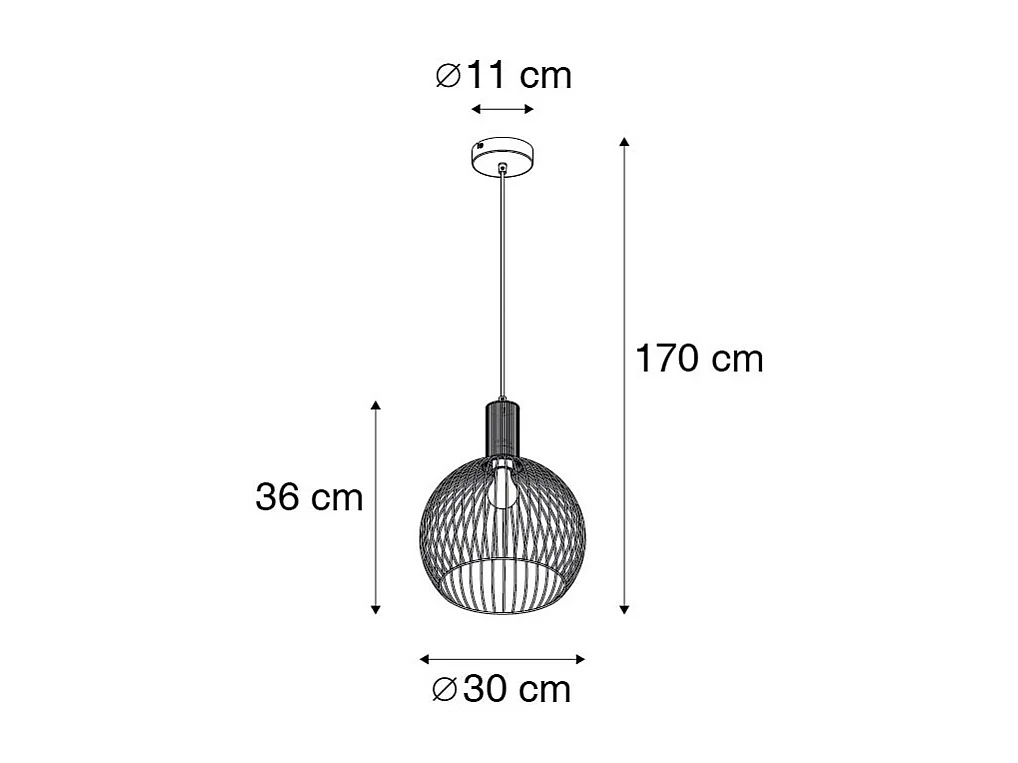 Lampe à suspension ronde design noir 30 cm - Wire Dos