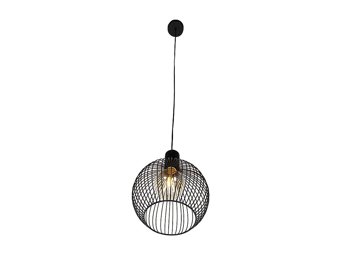 Lampe à suspension ronde design noir 30 cm - Wire Dos
