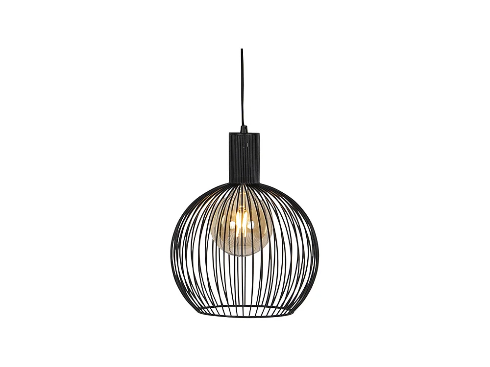 Lampe à suspension ronde design noir 30 cm - Wire Dos
