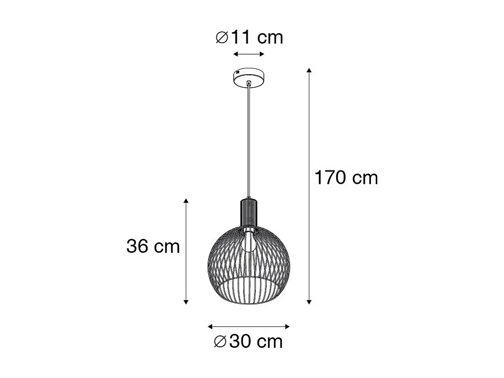 Suspension ronde design noire 30 cm - Dos
