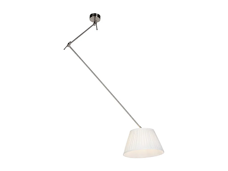 Suspension avec abat-jour plissé crème 35 cm - Blitz I acier