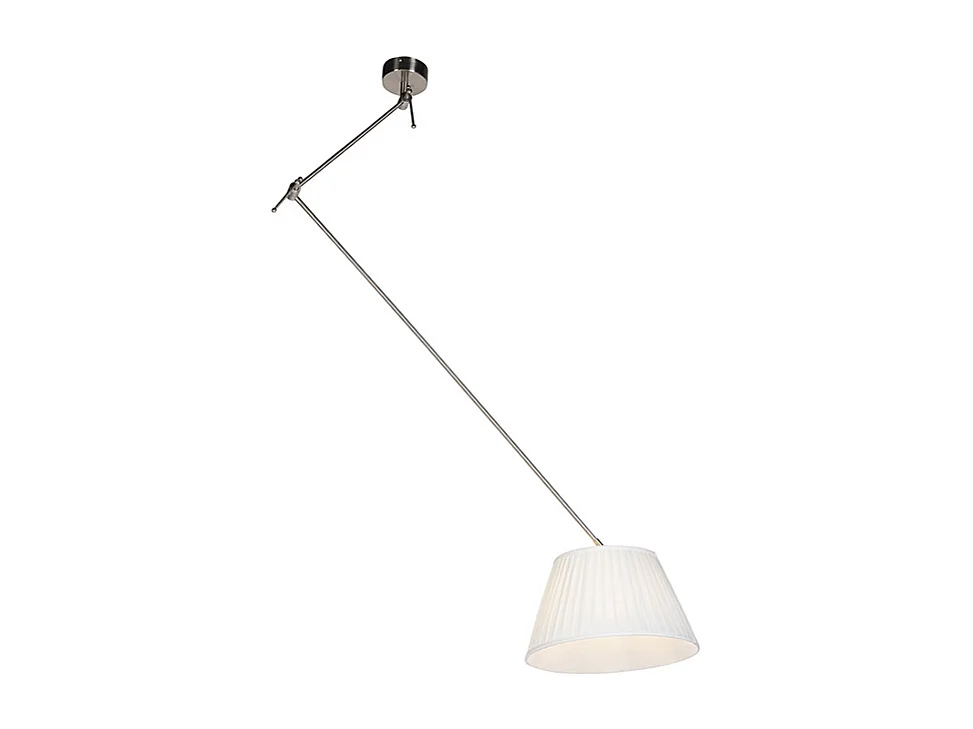 Suspension avec abat-jour plissé crème 35 cm - Blitz I acier