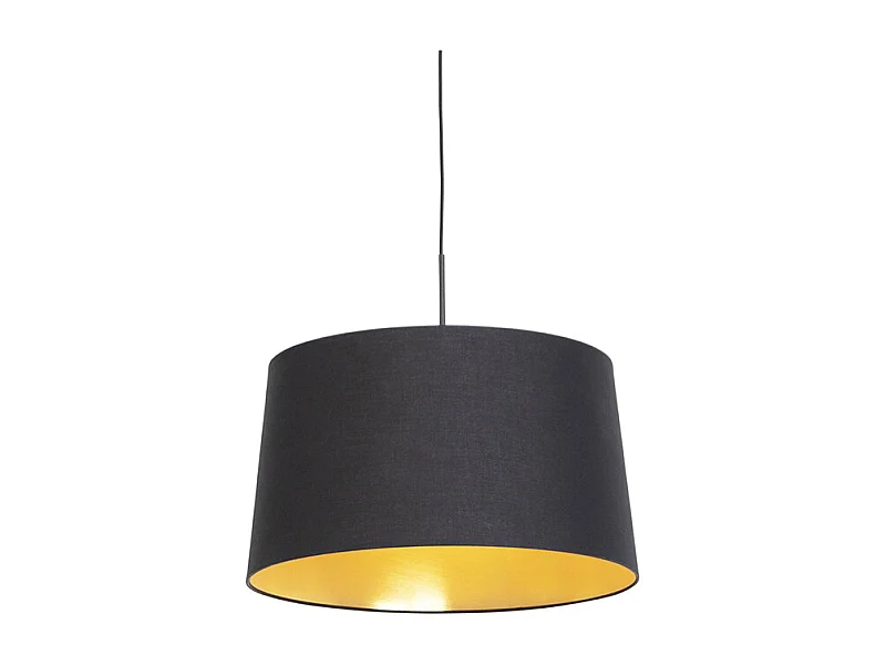 Suspension avec abat-jour en coton noir et or 50 cm - Combi