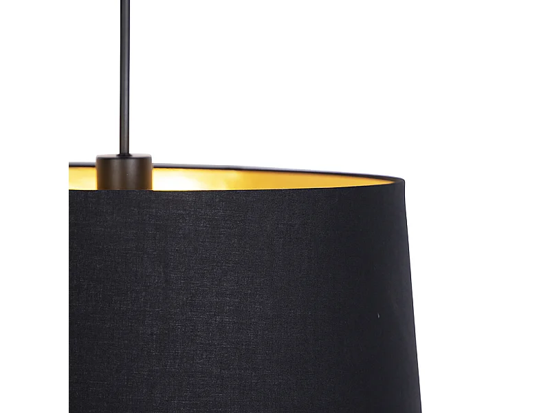 Suspension avec abat-jour en coton noir et or 50 cm - Combi