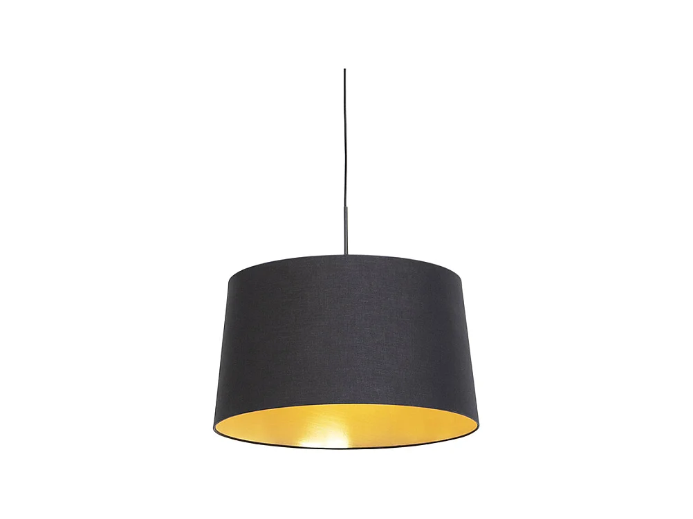 Suspension avec abat-jour en coton noir et or 50 cm - Combi