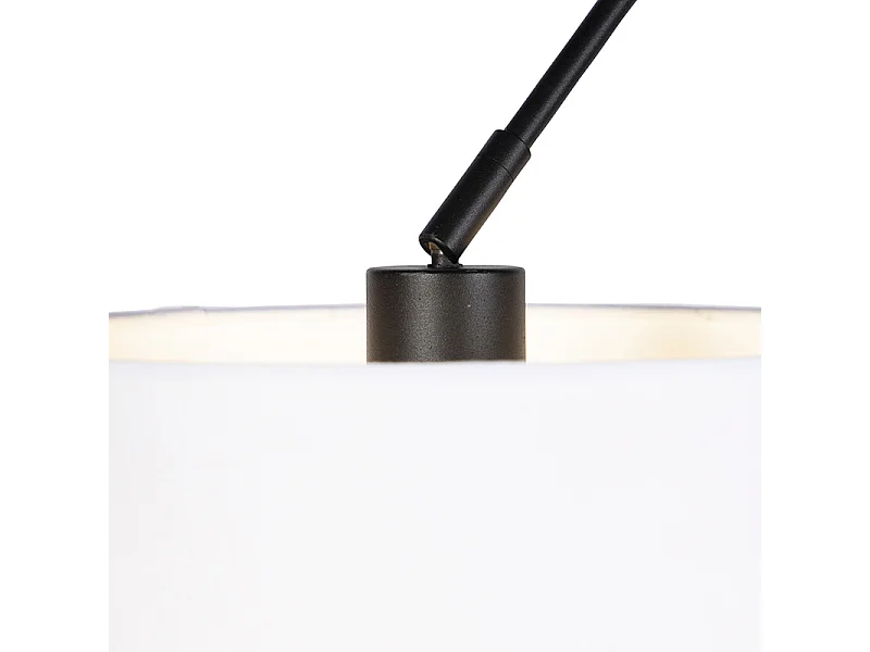 Suspension noire avec abat-jour en lin blanc 35 cm 2 lumières - Blitz