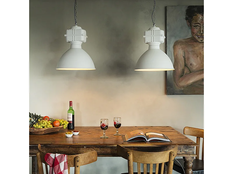 Suspension industrielle petite blanc mat - Sicko