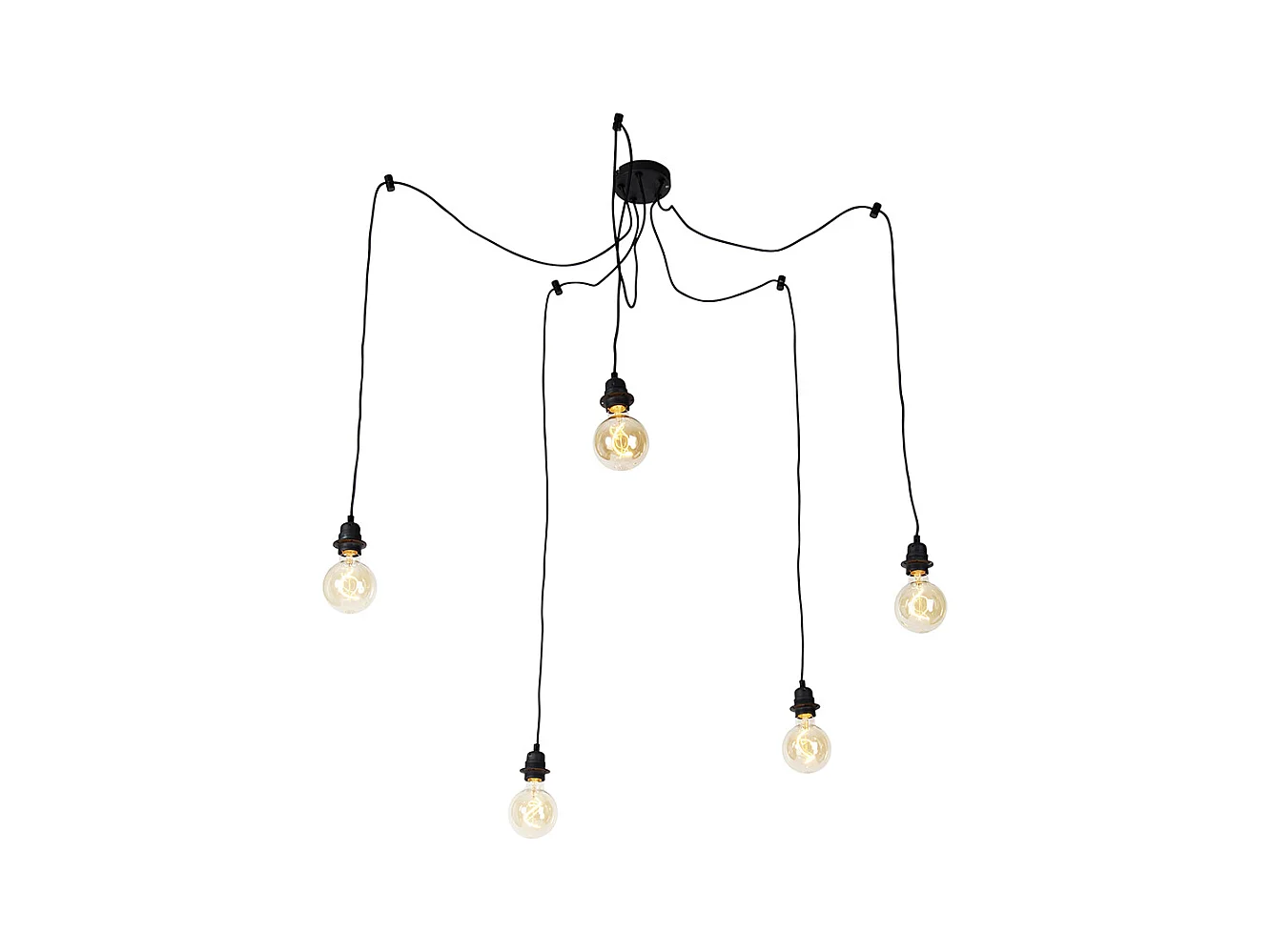 Suspension industrielle noire 5 lumières - Cava