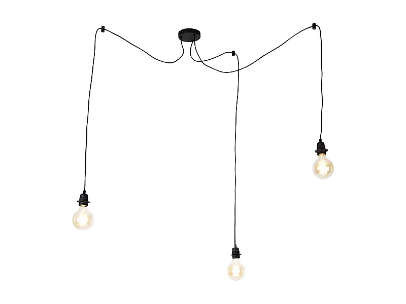 Suspension industrielle noire 3 lumières - Cava