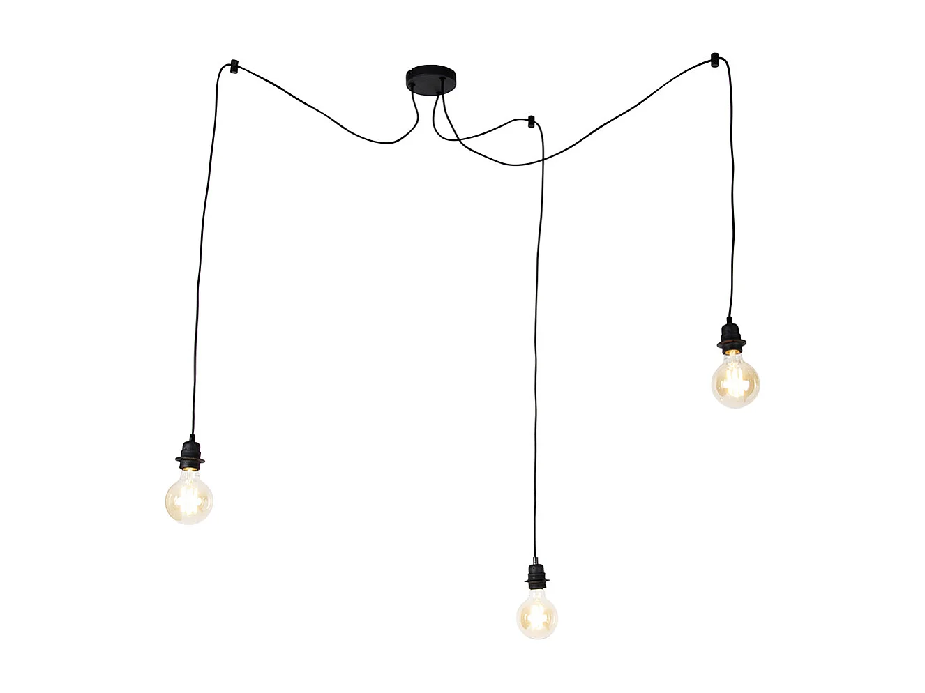 Suspension industrielle noire 3 lumières - Cava