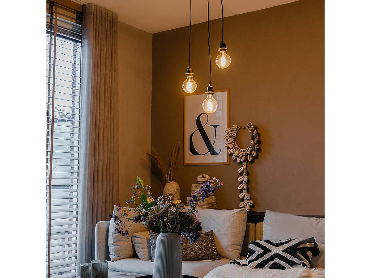 Suspension industrielle noire 3 lumières - Cava