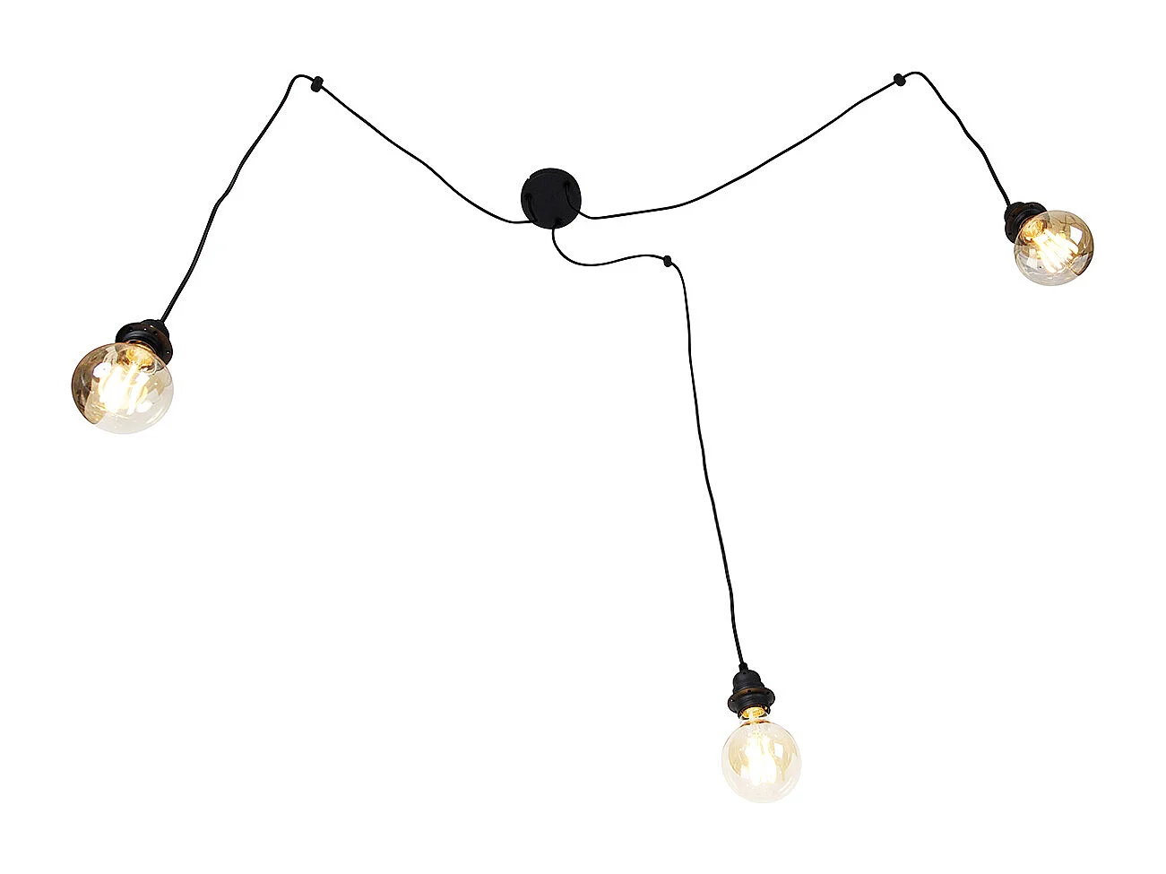 Suspension industrielle noire 3 lumières - Cava