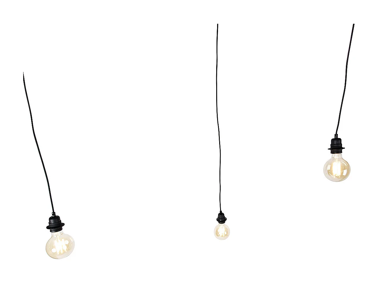 Suspension industrielle noire 3 lumières - Cava