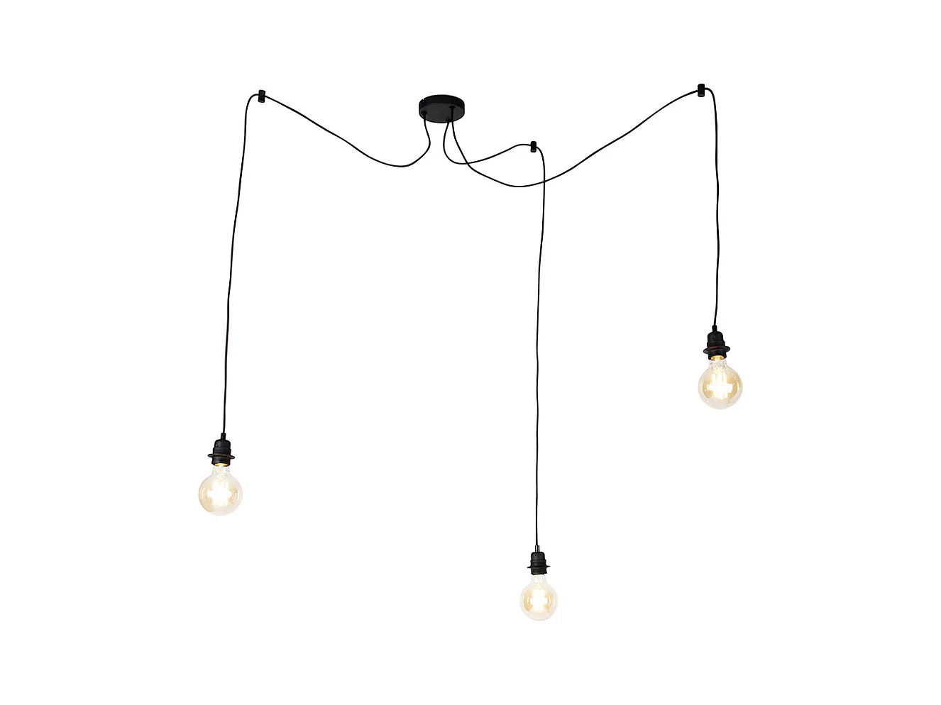 Suspension industrielle noire 3 lumières - Cava