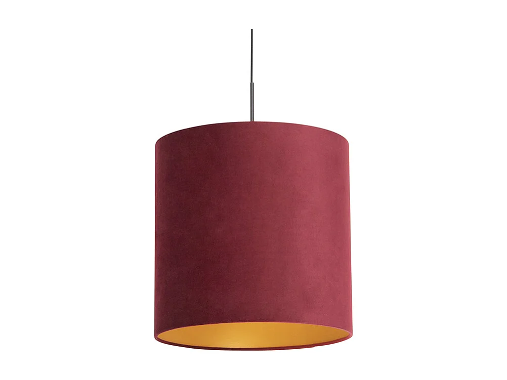 Suspension avec abat-jour en velours rouge et or 40 cm - Combi