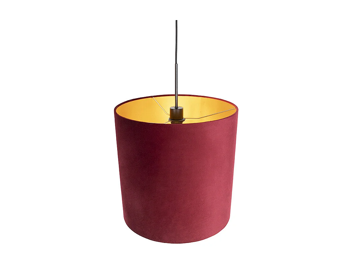 Suspension avec abat-jour en velours rouge et doré 40 cm - Combi