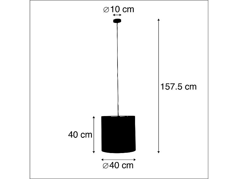 Suspension avec abat-jour en velours rouge et doré 40 cm - Combi