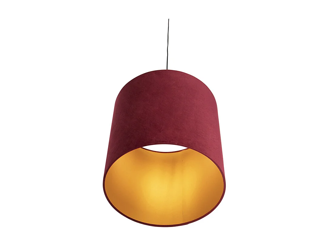 Suspension avec abat-jour en velours rouge et doré 40 cm - Combi