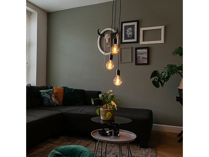 Suspension industrielle noire 3 lumières - Facil