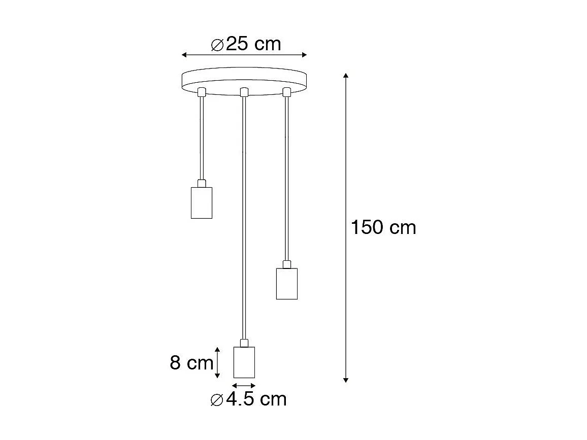 Suspension industrielle noire 3 lumières - Facil