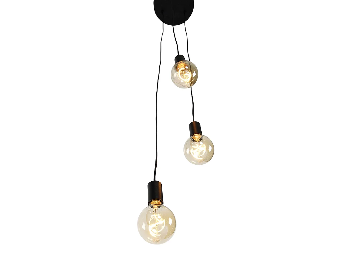 Suspension industrielle noire 3 lumières - Facil