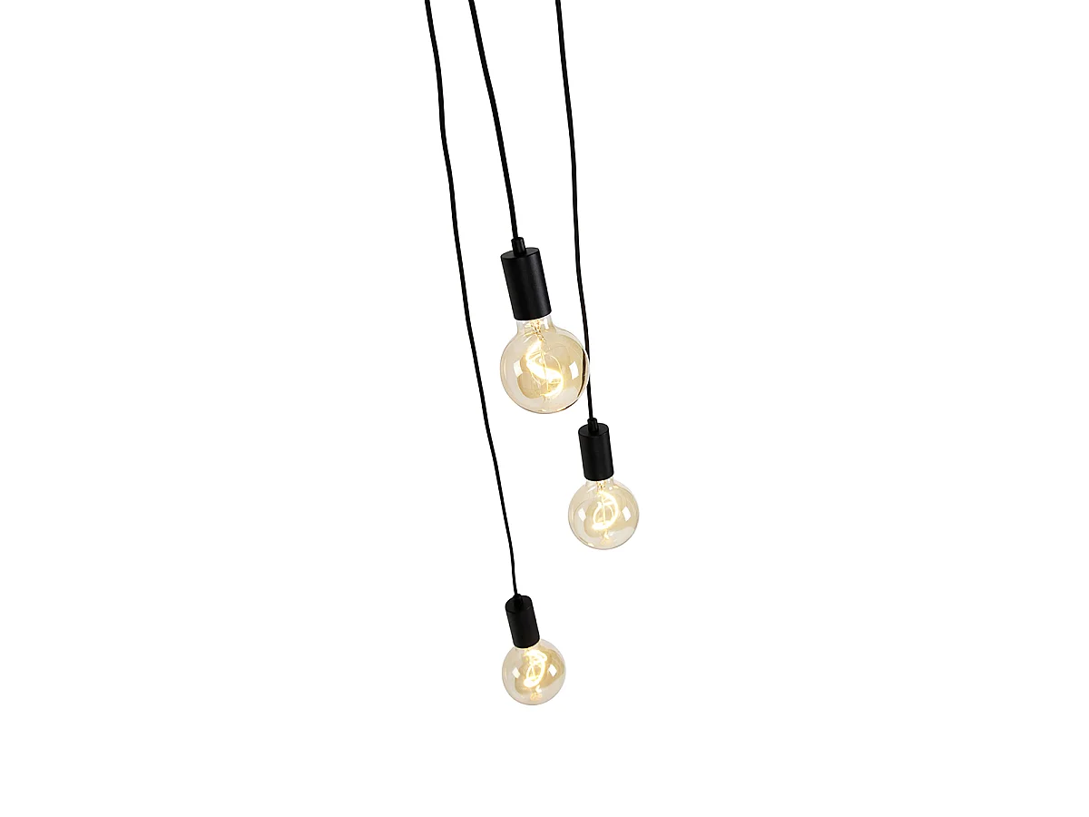 Suspension industrielle noire 3 lumières - Facil