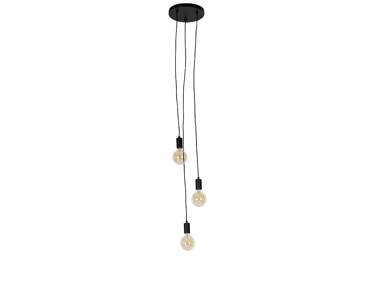 Suspension industrielle noire 3 lumières - Facil