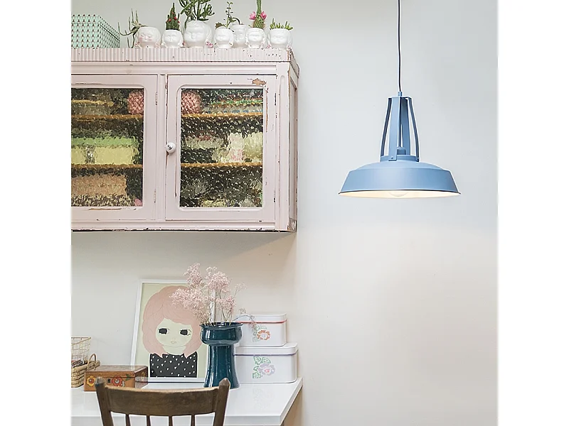 Suspension vintage bleue 43 cm - Living