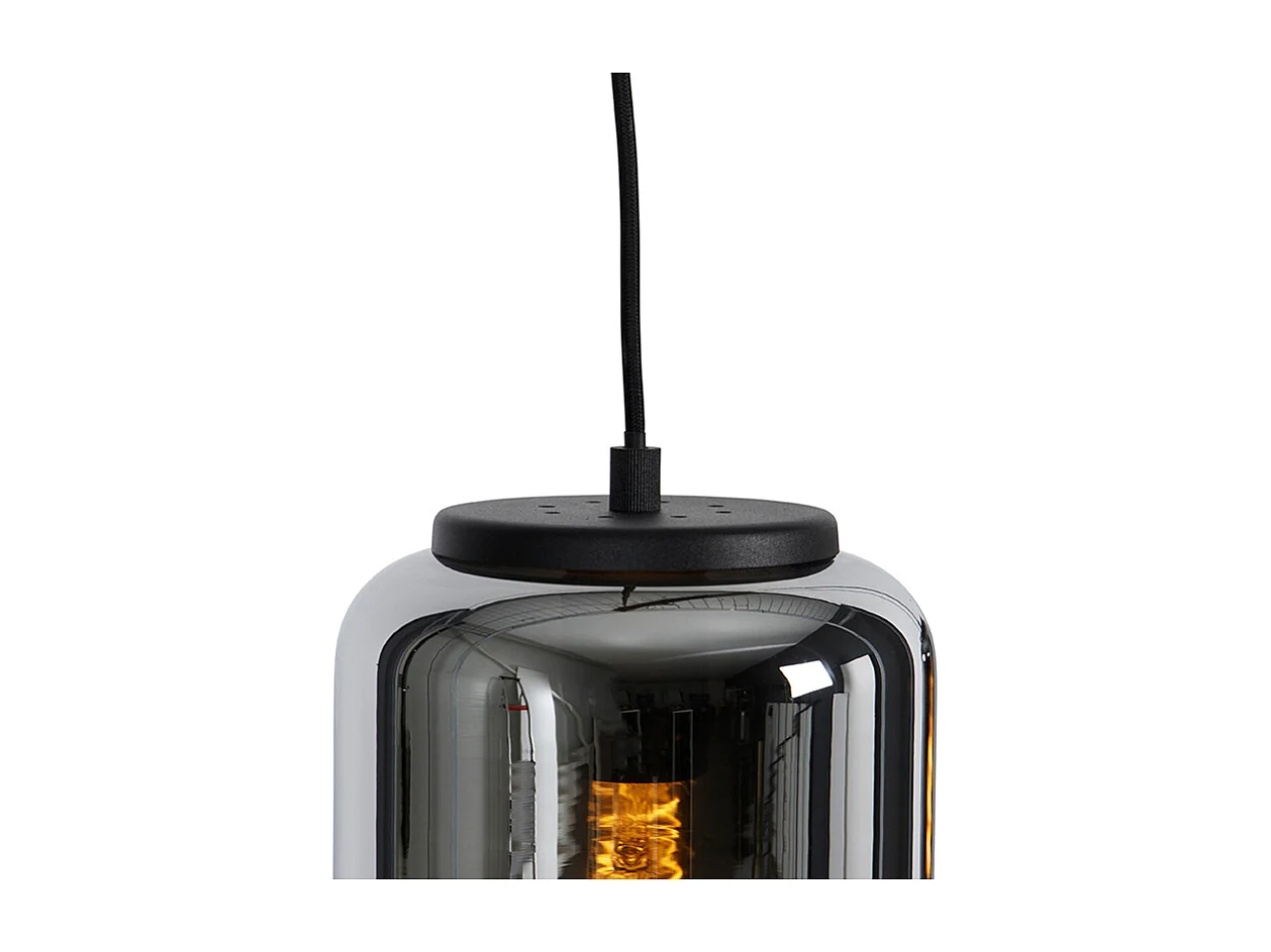 Lampe à suspension design noire à 3 lumières en verre fumé - Bliss