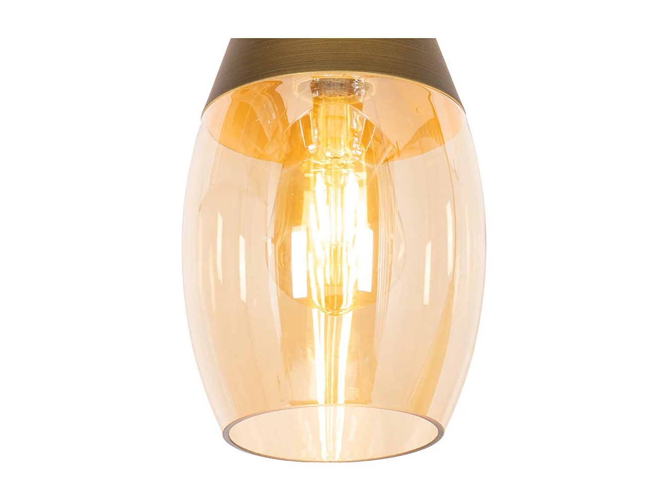 Lampe à suspension moderne dorée avec verre ambré - Drop