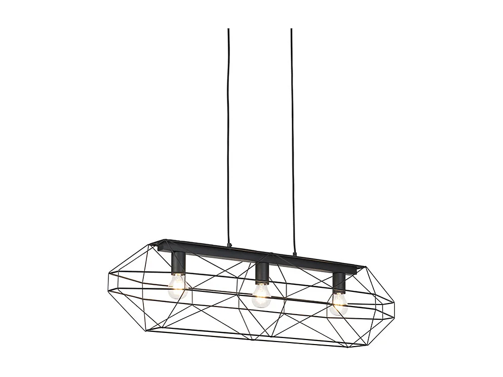 Suspension industrielle noire 3 lumières - Carcasse