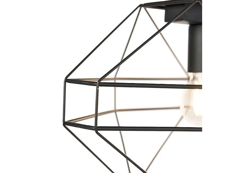 Suspension industrielle noire 3 lumières - Carcasse