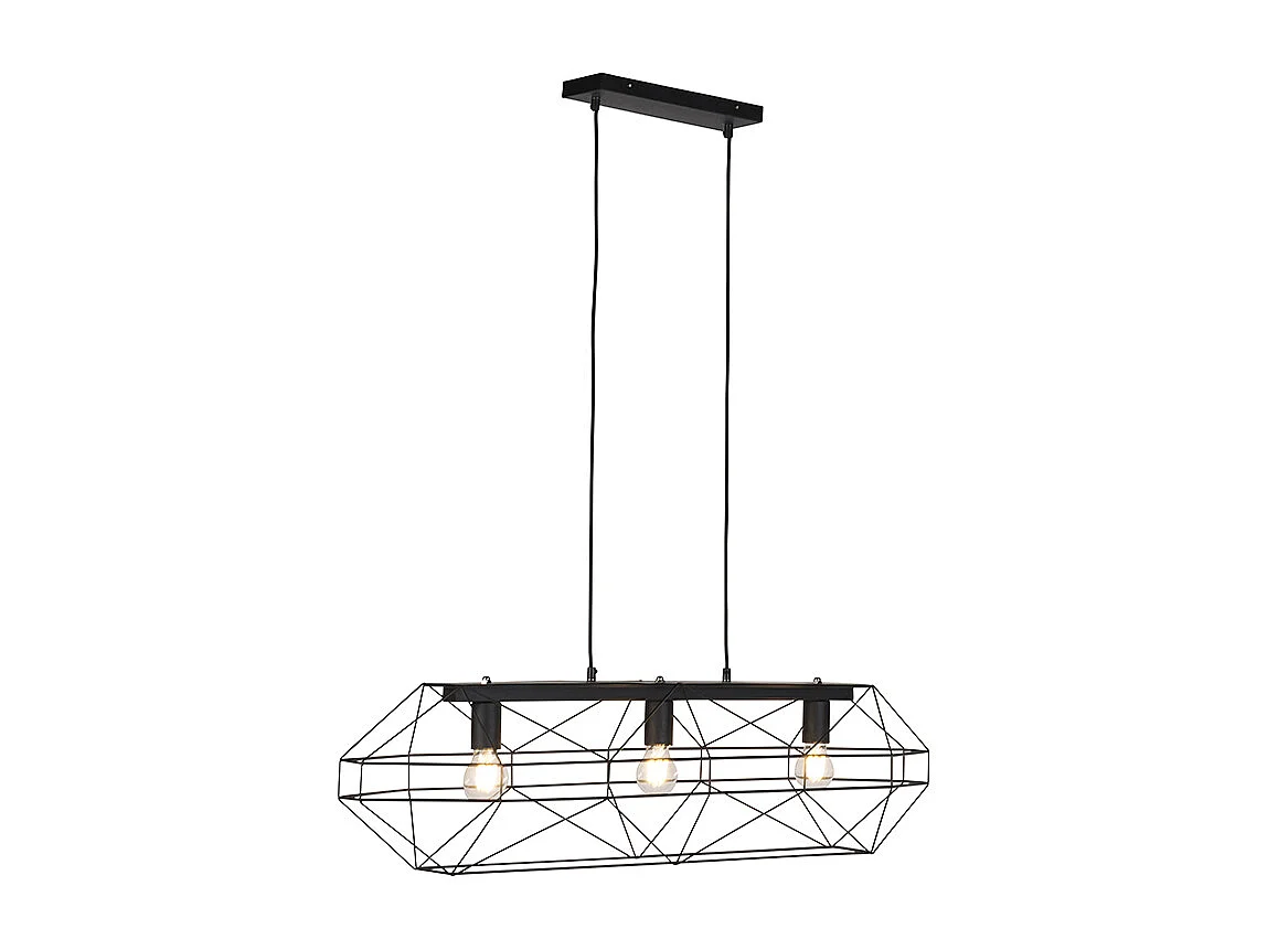 Suspension industrielle noire 3 lumières - Carcasse