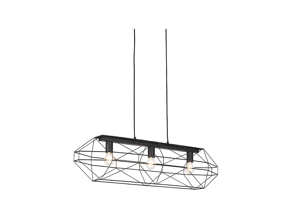Suspension industrielle noire 3 lumières - Carcasse
