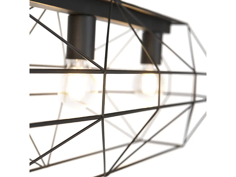 Suspension industrielle noire 3 lumières - Carcass