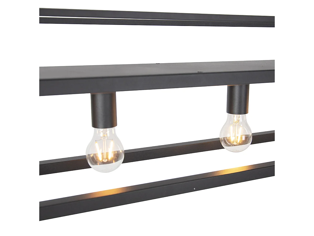 Suspension industrielle noire avec 4 lumières - Cage Rack