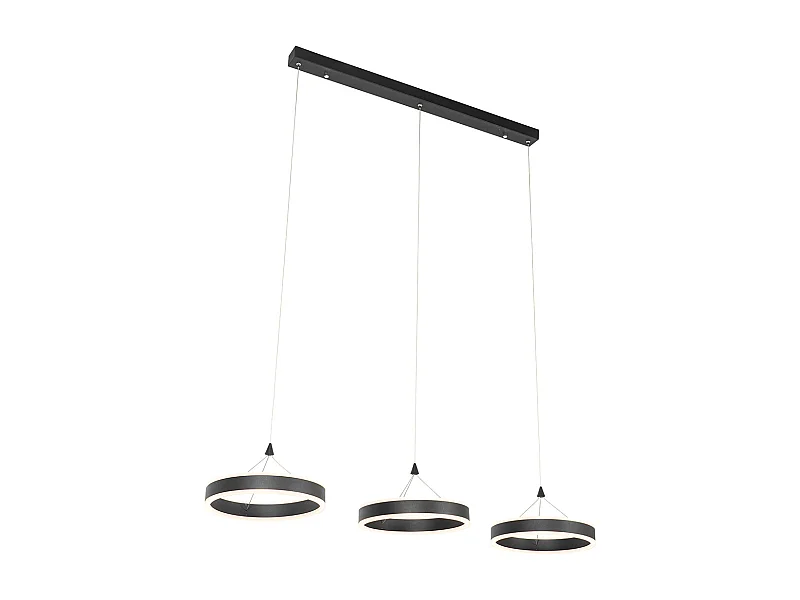 Suspension noire allongée avec LED dimmable en 3 étapes 3 lumières - Lyani