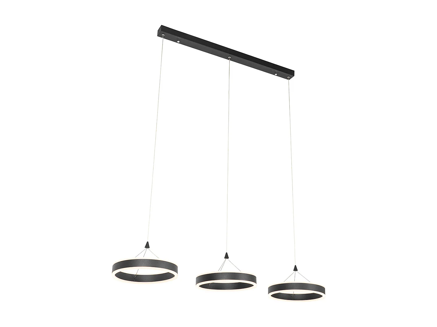 Suspension noire oblongue avec LED à intensité variable 3 niveaux 3 lumières - Lyani
